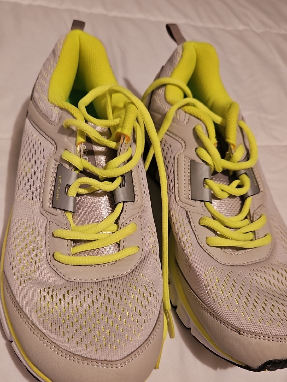 Reebok Neutral Gray and Neon Yellow Women's Athletic Sneakers